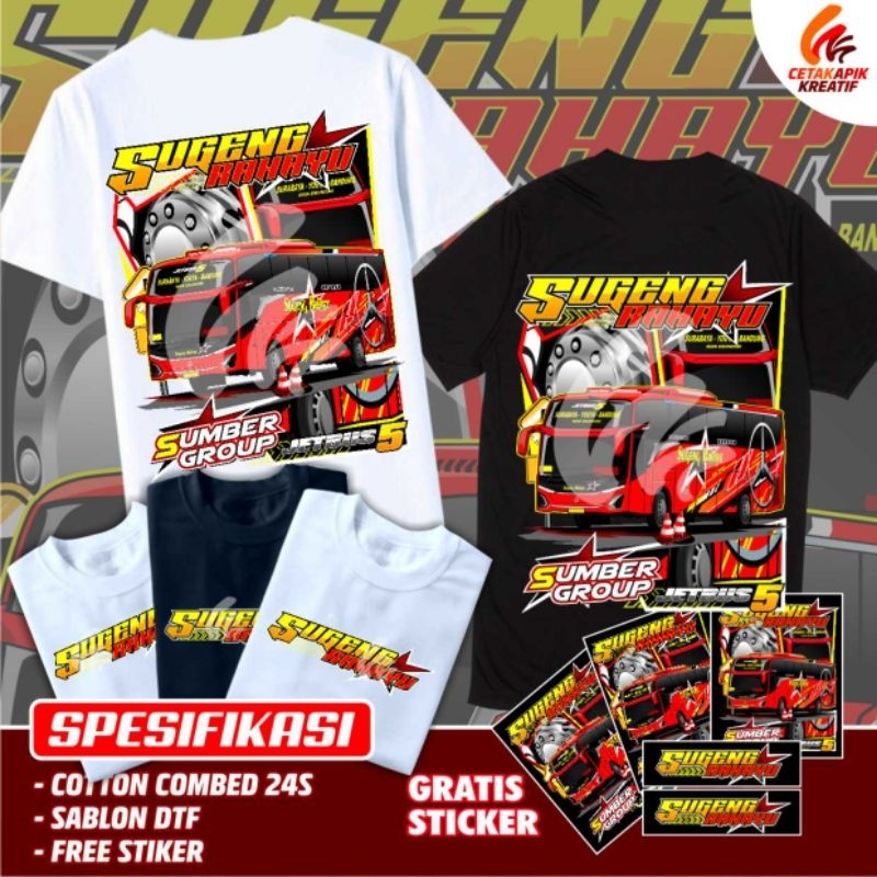 Jual ( FREE STICKER ) KAOS BUS SUGENG RAHAYU JET BUS 5 SUMBER GROUP ...
