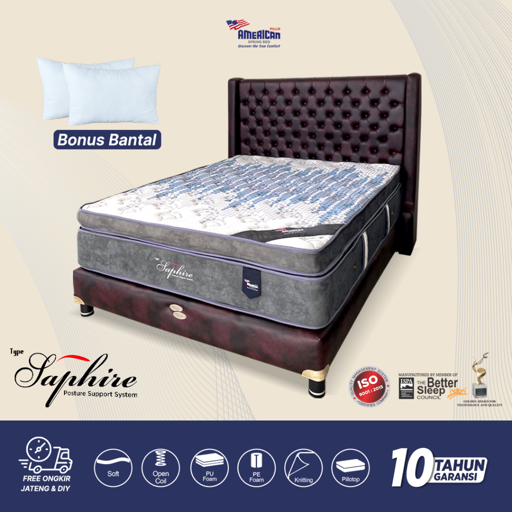 Jual Kasur Springbed Set American Pillo Type Saphire Plushtop Latex ...