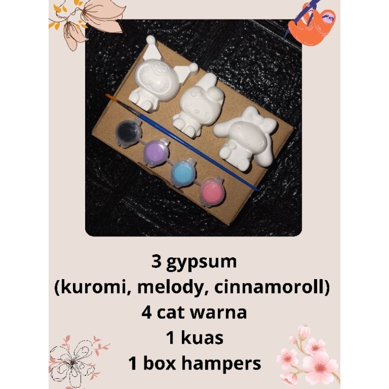 Jual hampers mainan edukasi souvenir mewarnai gypsum (kuromi, melody ...