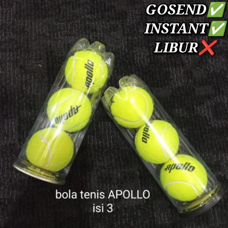 Jual bola tenis lapangan apollo original Tennis ball isi 3pcs bonus ...