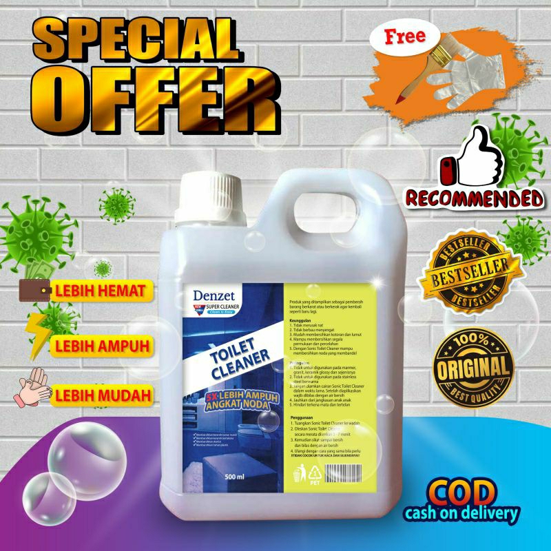 Jual TOILET CLEANER DENZET 1 LITER Pembersih Serbaguna Kerak Toilet Kloset Keramik Stainless ...