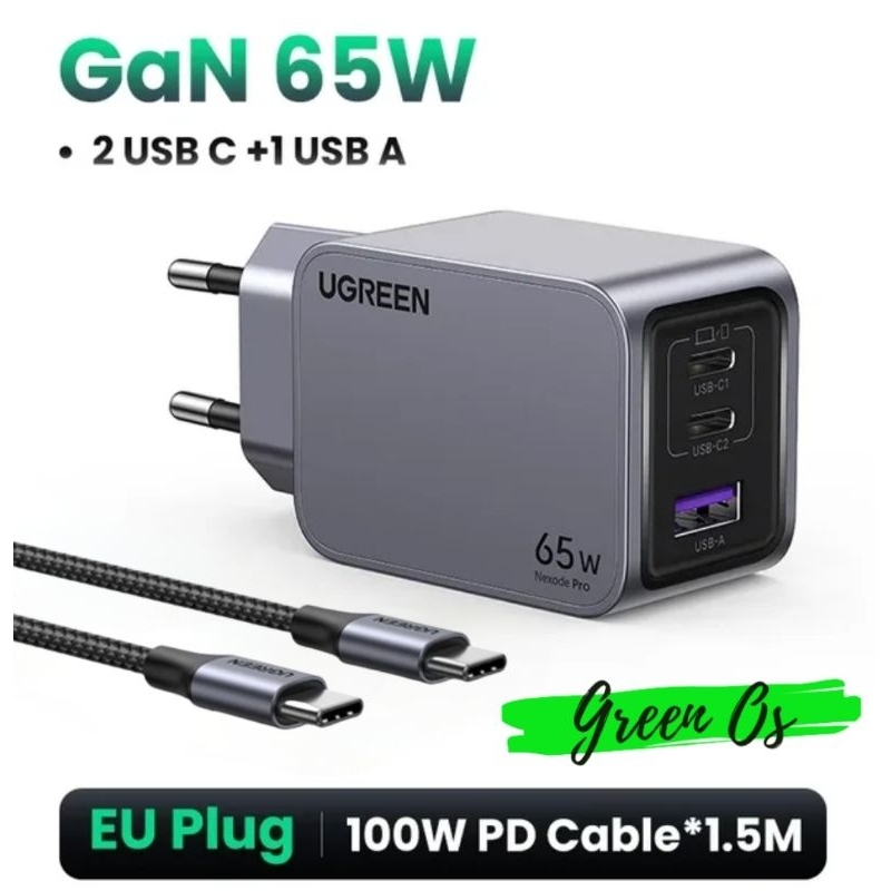 Jual Ugreen 65W GaN PRO 3 Port 2C 1A Fast Charger for iPhone Samsung ...