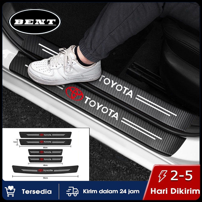 (COD) 5PCS Sticker Pelindung Pintu Mobil Sill Plate Carbon Pijakan Kaki Universal