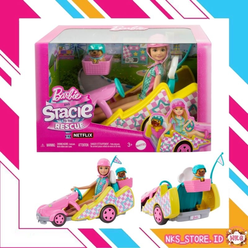 Jual Barbie & Stacie To The Rescue Car Racer Playset Go Kart | Shopee ...