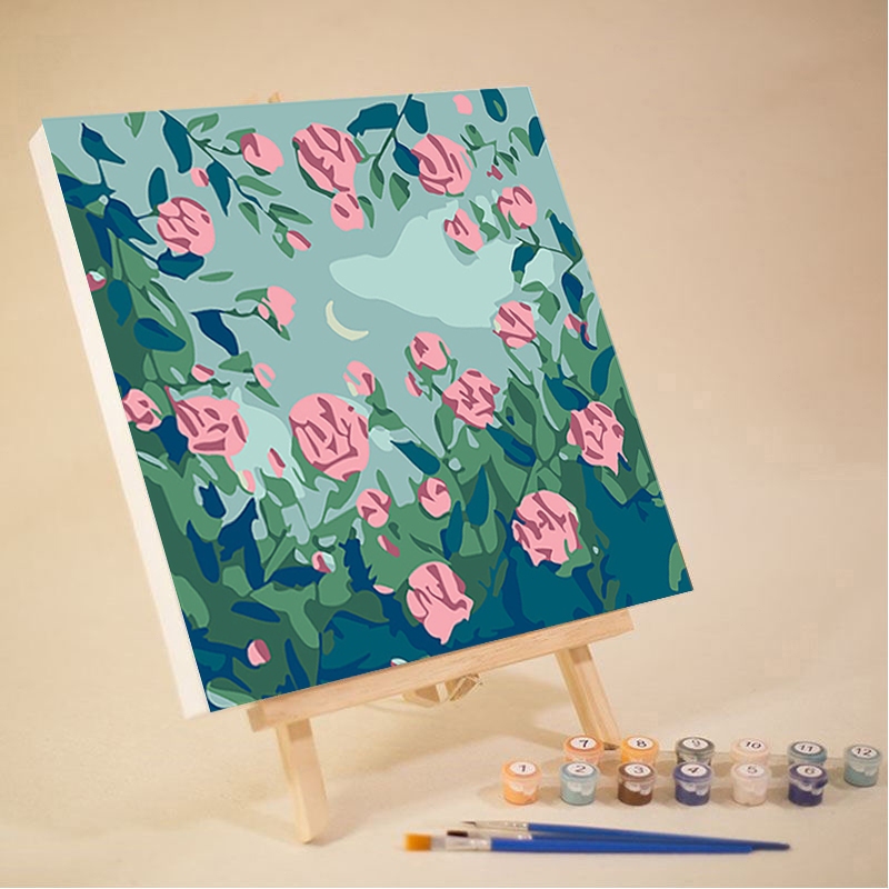 Jual PAINT BY NUMBER 20x20 CM AESTHETIC LANDSCAPE KANVAS PAINTING KIT