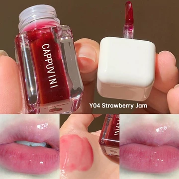 ❤️CAPPUVINI Lip Gloss Botol Susu Kecil Cermin Lip Glaze Waterproof Lipstik Glossy Esensi