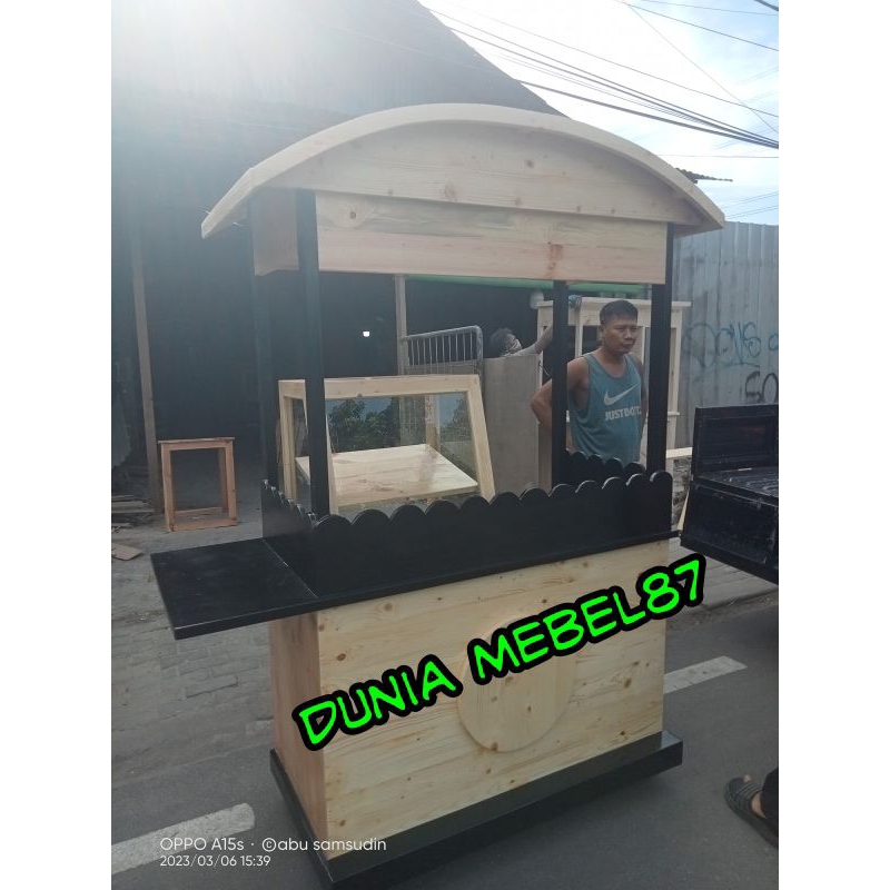 Jual gerobak kayu jati Belanda murah gerobak jualan booth kekinian