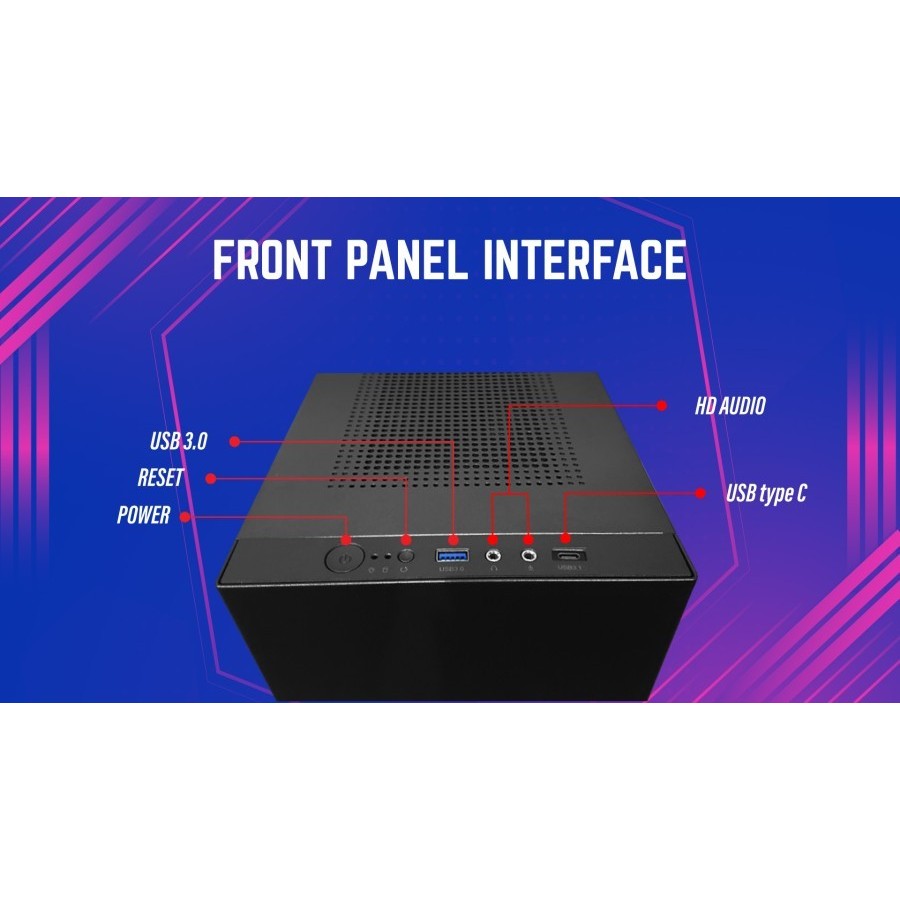 Jual Casing Pc Cube Gaming Axel V2.0 Black Front Side Mesh Panel ...