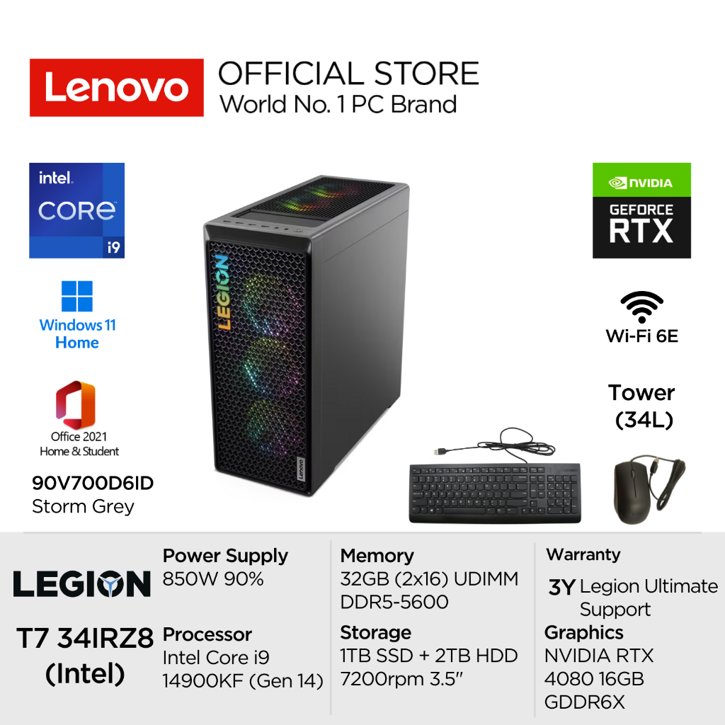 Jual Lenovo PC Legion T7 34IRZ8 D6ID Intel Core i9 14900KF Win11 32GB ...