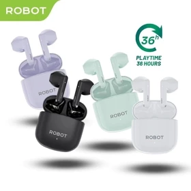 ROBOT Headset Bluetooth TWS Airbuds T60 Earphone Waterproof IPX4 Semi In Ear TWS Wireless Resmi