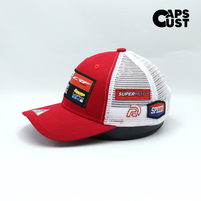 Jual CAPS - TOPI BASEBALL RACING PREMIUM RED & WHITE | Shopee Indonesia
