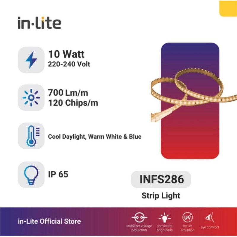 Jual INLITE - LAMPU LED STRIP 5050 AC 220V 10WATT PER METER NFS286 JUAL ...