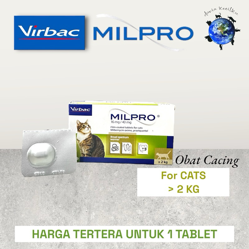 Jual Virbac Milpro Adult Cat 2-8 Kg - Obat Cacing Kucing Dewasa (1 ...