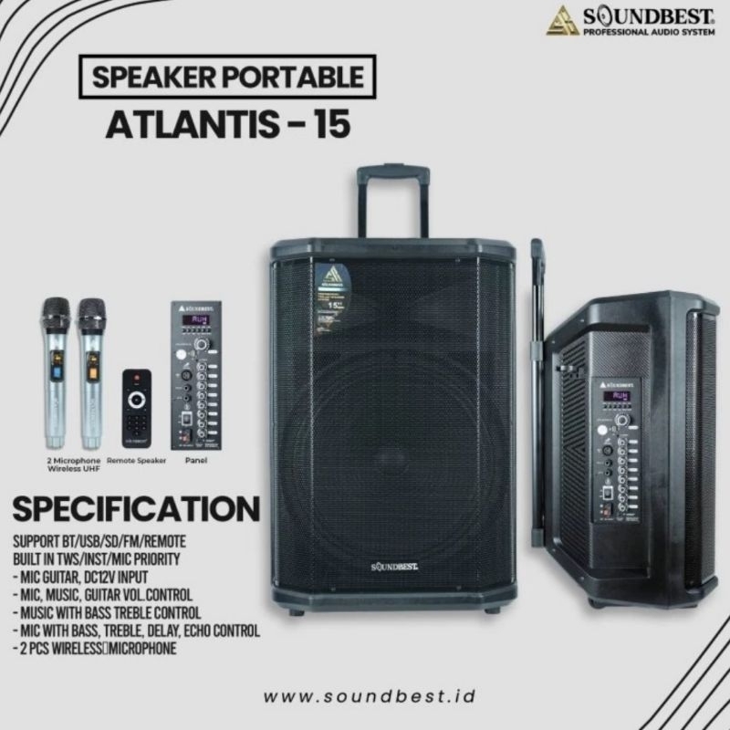 Jual Speaker Portable Wireless Soundbest ATLANTIS 15 Original 15 inch ...