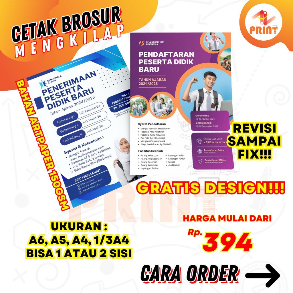 Jual Cetak Brosur Murah Gratis Desain Bahan Mengkilap Artpaper