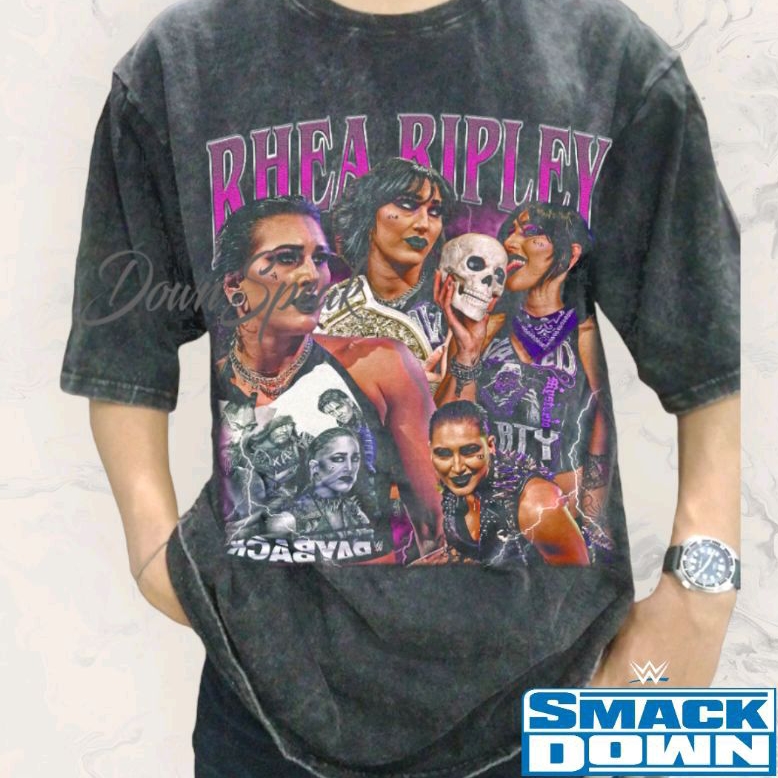 Jual Rhea Ripley Wrestler WWE Vintage Wash T-shirt/Kaos WWE Smackdown ...