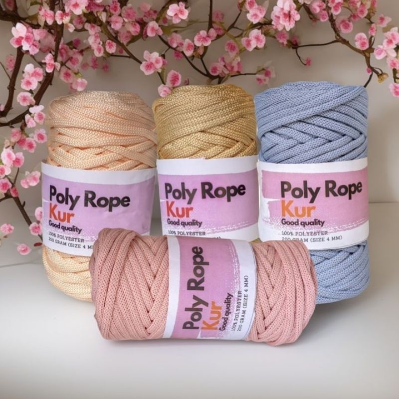 Jual BENANG RAJUT POLYESTER POLY ROPE / TALI KUR 4MM 200GRAM | Shopee ...