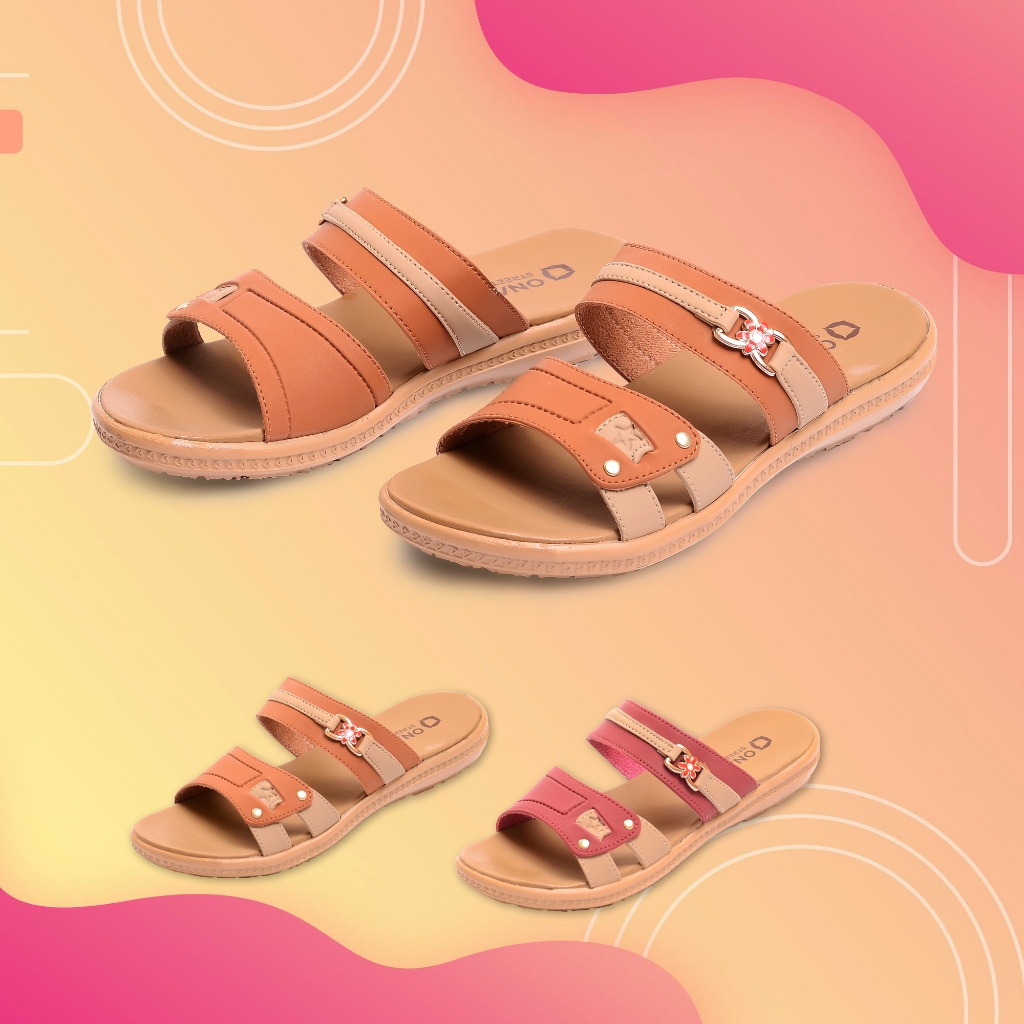 Jual Sandal Slop Wanita Flat Teplek Terbaru Kekinian Sendal Perempuan