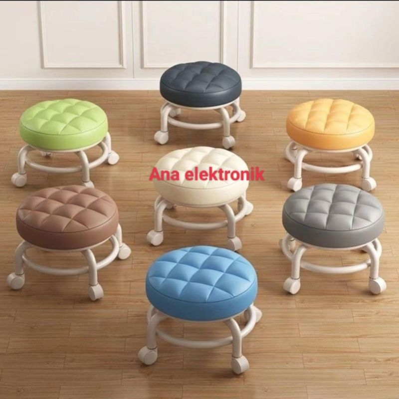 Jual KURSI MINI BULAT RODA PUTAR 360 DERAJAT MULTIFUNGSI | Shopee Indonesia