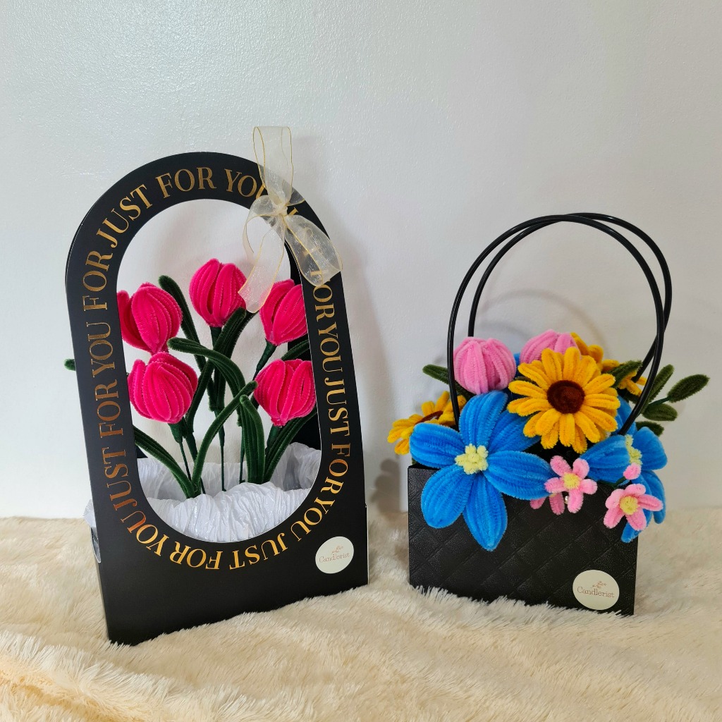 Jual Flower Box Pipe Cleaner Buket Bunga Kawat Bulu Kado Ultah ...