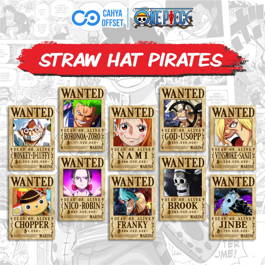 Jual 6.6 Cahya Offset - Poster Bounty One Piece Wanted 1 Set (10 Pcs ...