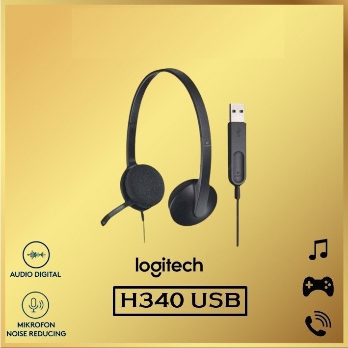 Jual Logitech H340 USB Headset Computer H 340 Stereo Sound With Mic ...