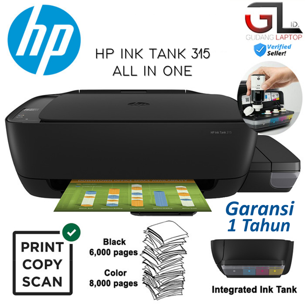 Jual Printer HP Ink Tank 315 ALL IN ONE Print Copy Scan - BLACK ...