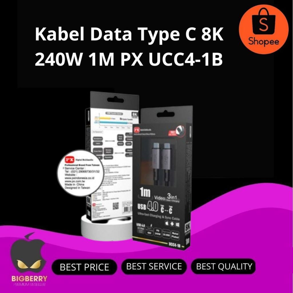 Jual Kabel Data Type C USB Fast Charging 100W 2 Meter PX UCC3-2B 1 ...