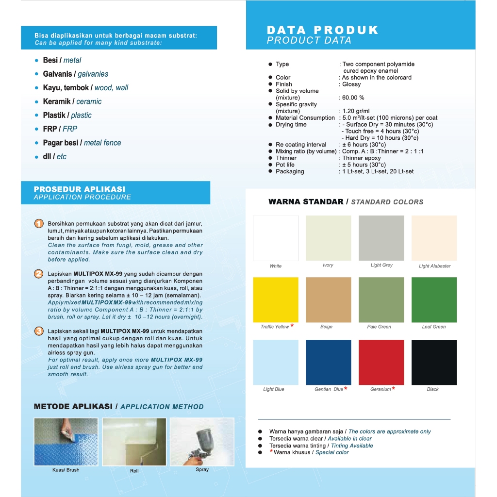 Jual CAT EPOXY PROPAN MULTIPOX MX-99 20L PAIL | Shopee Indonesia