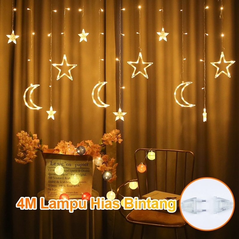 Jual 2024 Lampu Hias Lampu Ramadhan 4 Meter Lampu Tirai Bintang ...