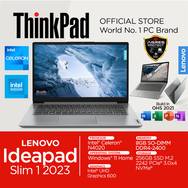 Jual Lenovo Ideapad Slim 1 14IGL7 Intel N4020 8GB RAM 255GB SSD Windows