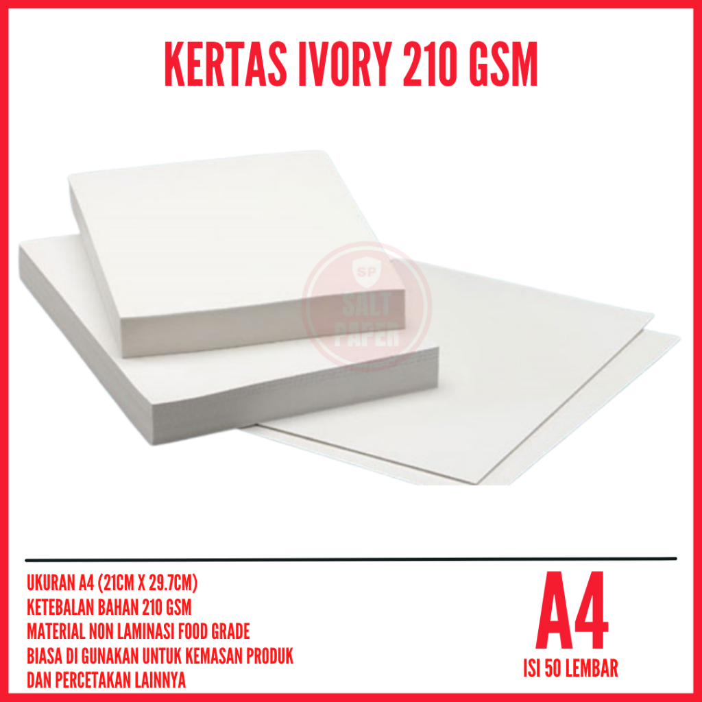 Jual Kertas Ivory 210 Gsm A4 Isi 50 Lembar Kertas Ivory A4 Kertas Ivory ...