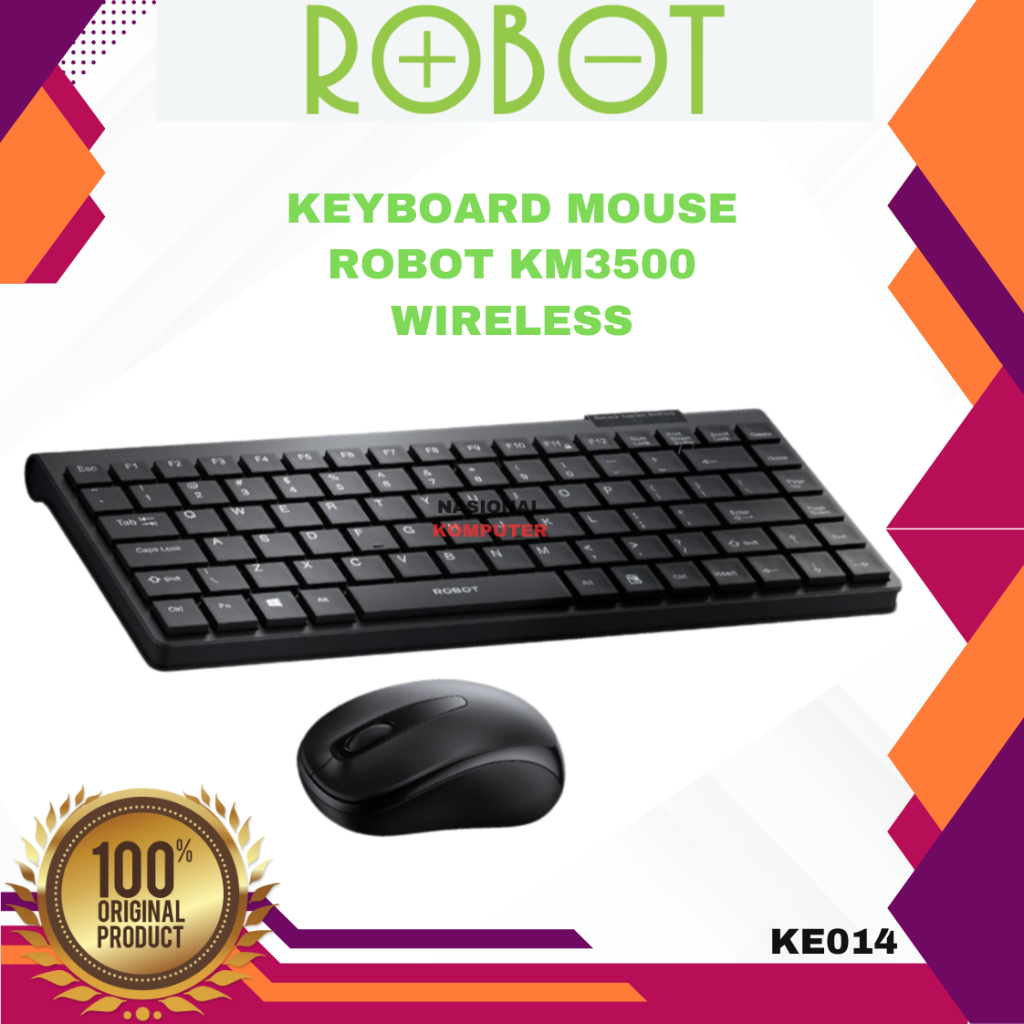 Jual Keyboard Mouse Wireless Robot KM3500 Combo Set Ultra Thin Light ...