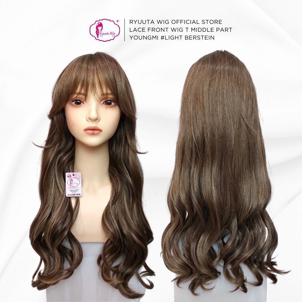 Jual Ryuuta Wig Lace Front Wig Gelombang Panjang Curtain Bangs YoungMi ...