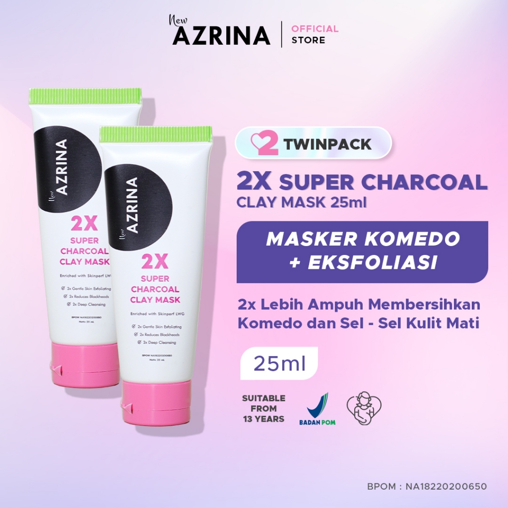 Jual Azrina 2PCS 2x Super Charcoal Clay Mask 25ml - Masker Wajah Wanita ...