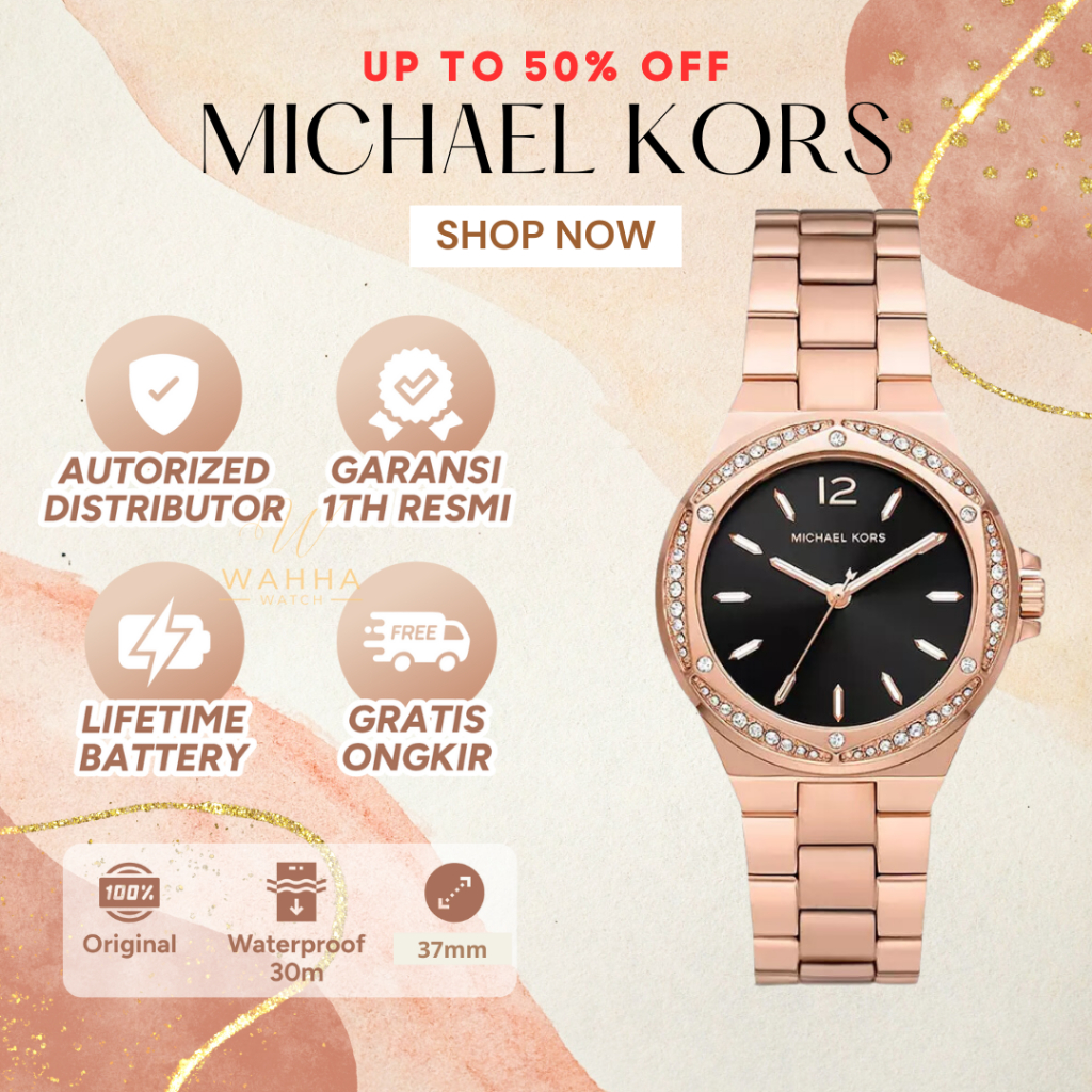 Jual Jam Tangan Wanita Michael Kors Lennox MK7233 Black Dial Rose Gold ...