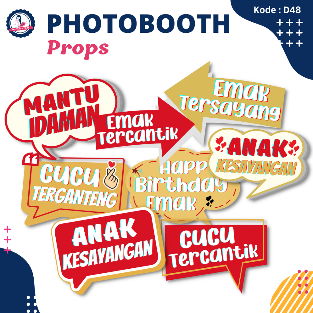 Jual Photobooth props red gold party wedding birthday / Photo booth