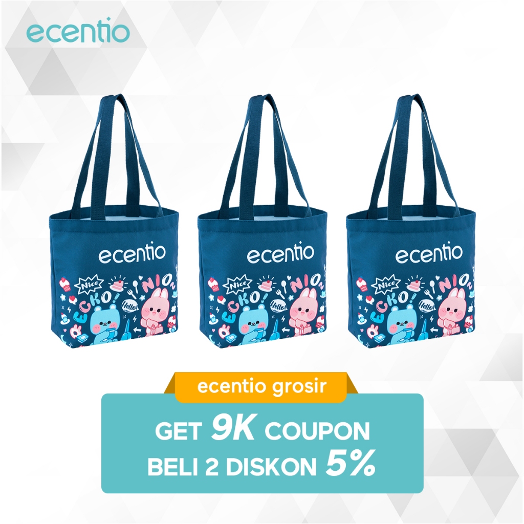 Jual 【grosir】ecentio Tas Tote Bag Totebag Hitam Pria Wanita