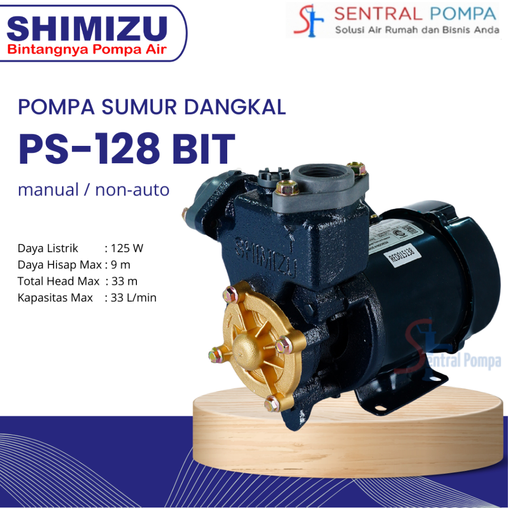 Jual Shimizu PS 128 BIT Pompa Air Sumur Dangkal 125 Watt Manual Mesin ...