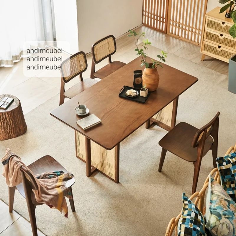 Jual MEJA MAKAN ROTAN SET KURSI 4pc, DINNING TABLES LEGS UNIK | Shopee ...