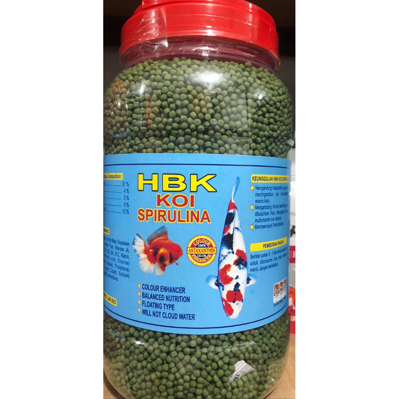 PELET PAKAN MAKANAN IKAN KOI HBK KOI SUPER RED SPIRULINA TOPLES