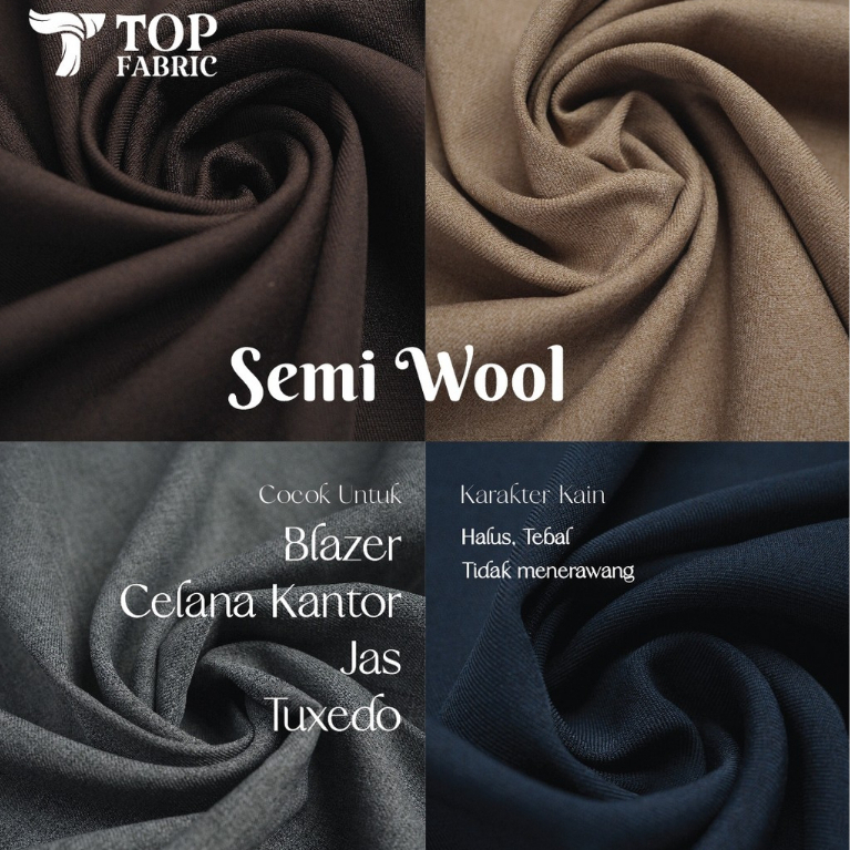 Jual 0,5 meter Kain Semiwool Bahan tebal | Shopee Indonesia