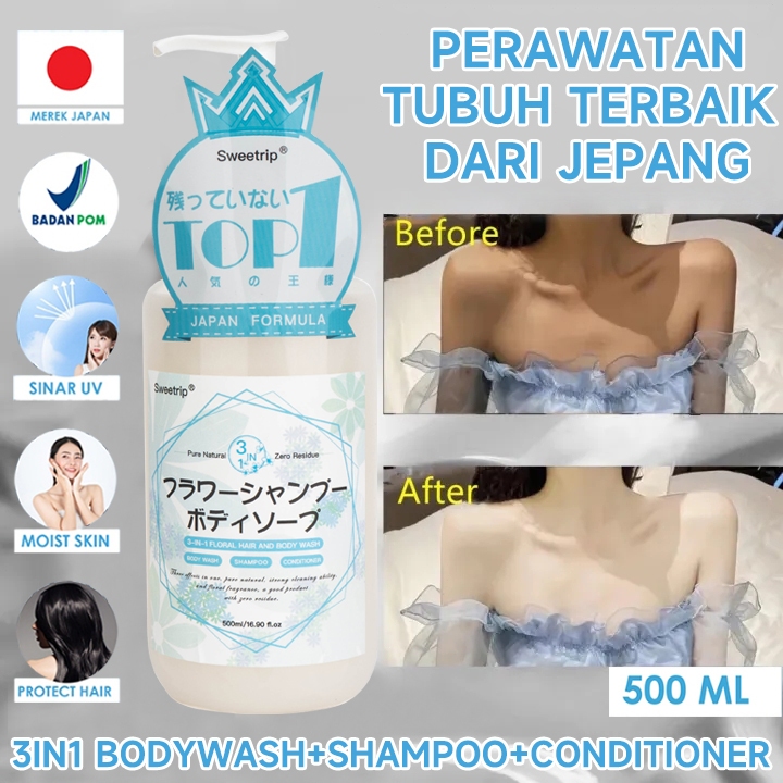 Jual Sweetrip Japan Formula 3 IN 1 Whitening Body Wash + Shampoo