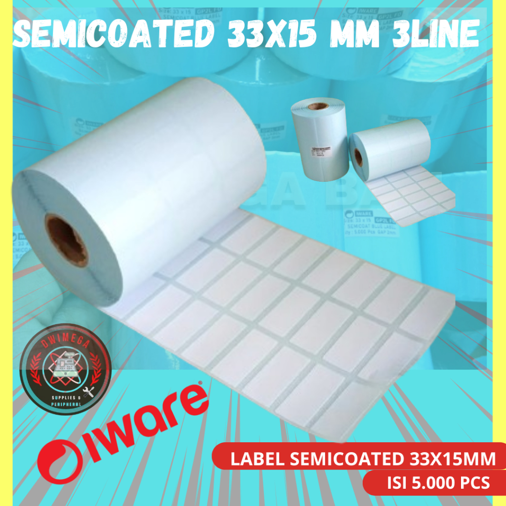 Jual LABEL 33x15 mm 3 line isi 5.000 label /BARCODE SEMICOATED UKURAN ...