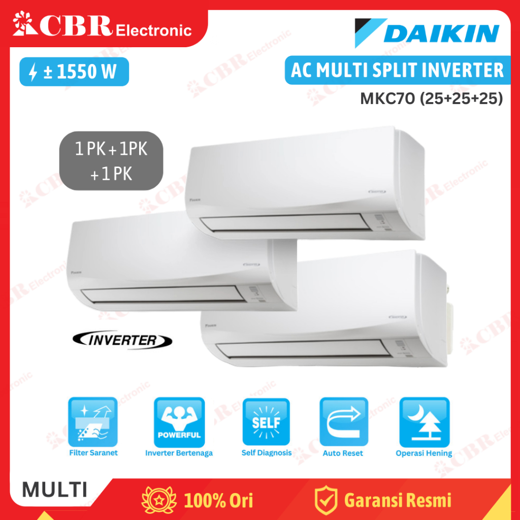 Jual AC Multi Split DAIKIN Inverter 1PK + 1PK + 1PK MKC70 (25+25+25 ...