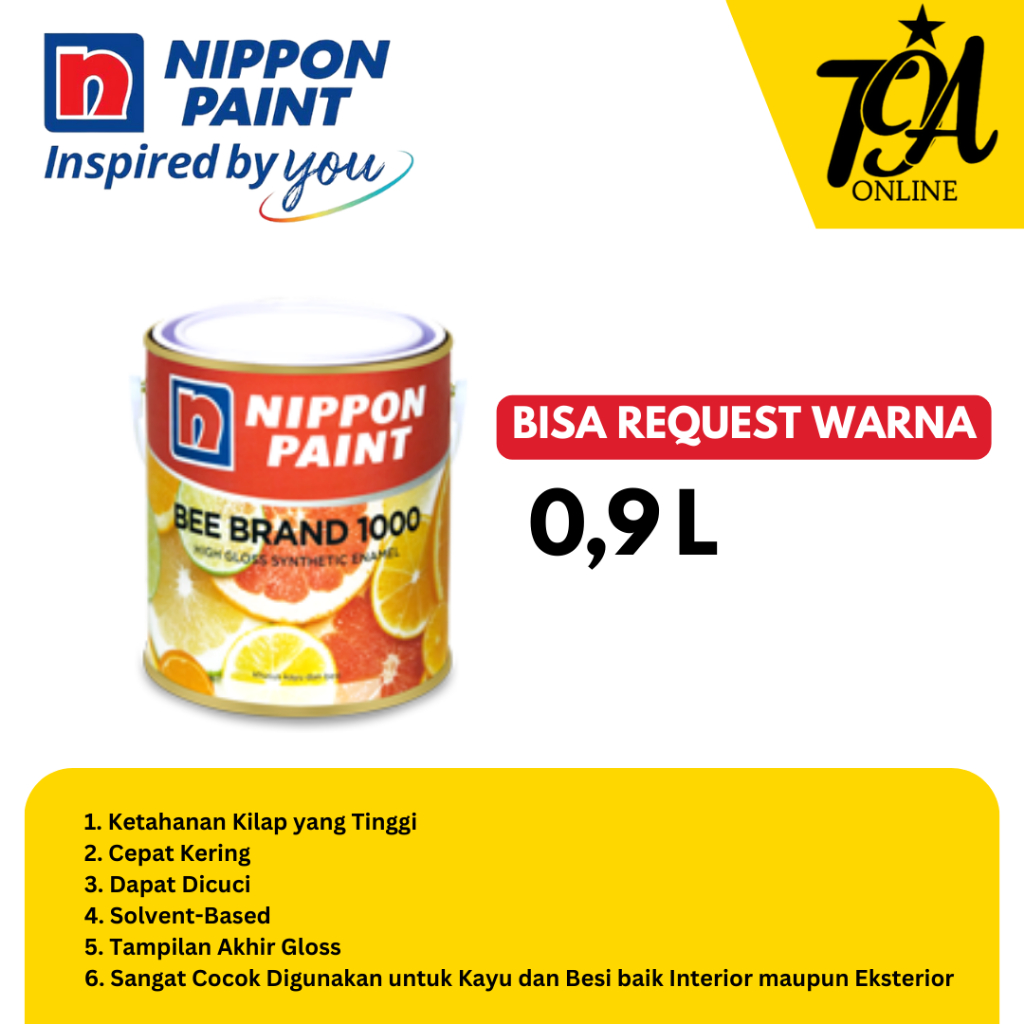 Jual Cat Kayu & Besi Nippon Paint Bee Brand 1000 Tinting Color 0,9L