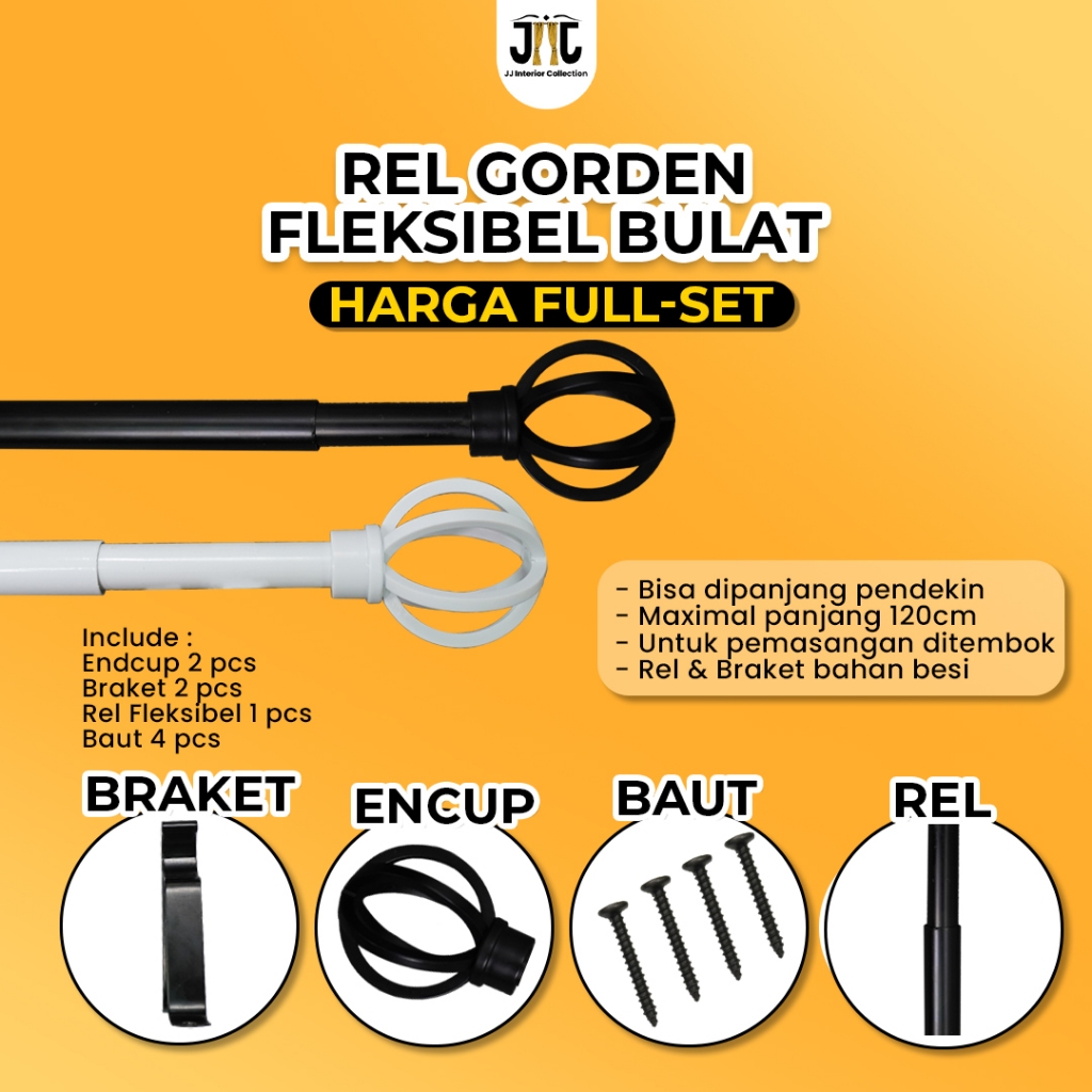 Jual Rel Fleksibel Bulat Minimalis Braket Tembok pipa rel gorden full ...