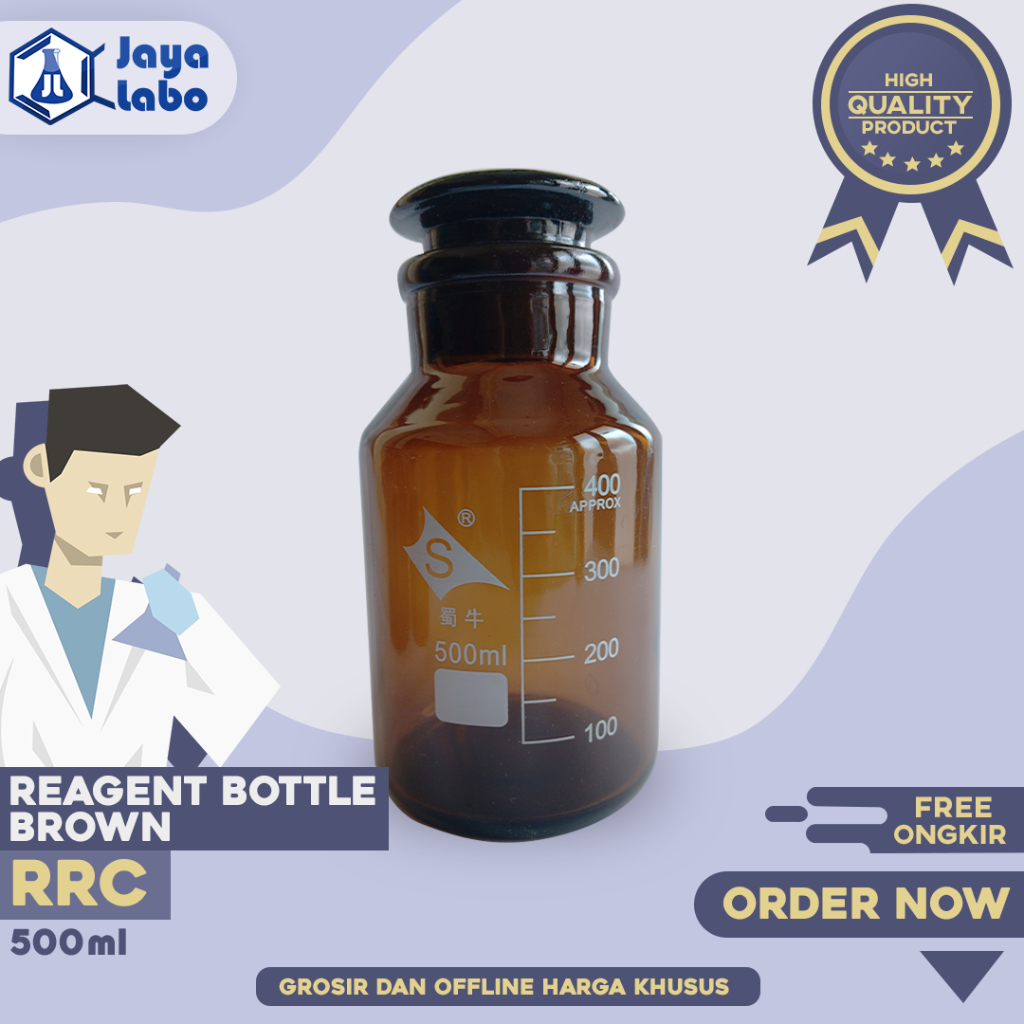 Jual RRC REAGENT BOTTLE Vol. 500 ml Coklat / Botol Reagen Wide Mouth ...