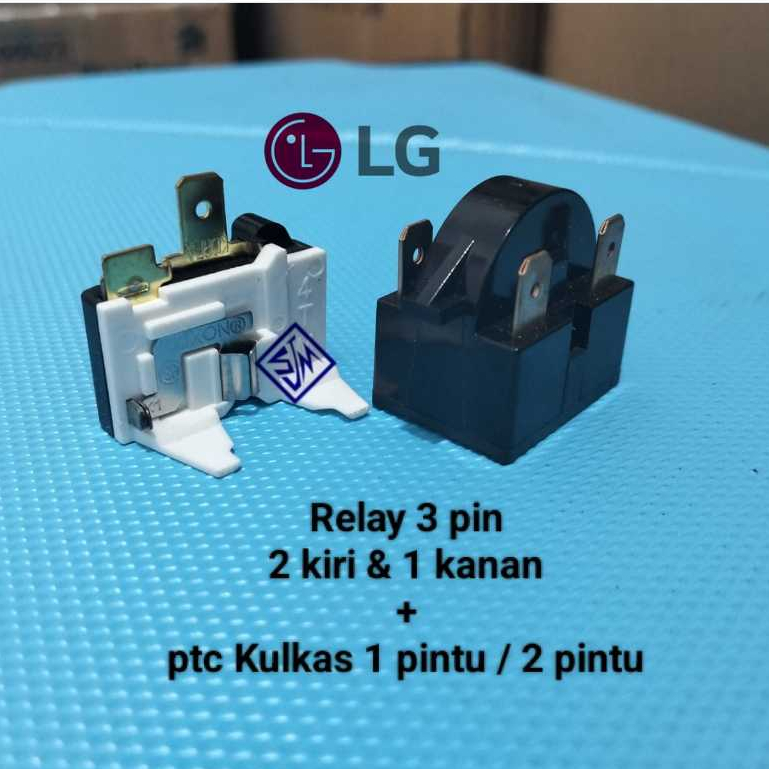 Jual Relay 2 pin kiri 1 pin kanan + Ptc Overload Kulkas LG 1 pintu / 2