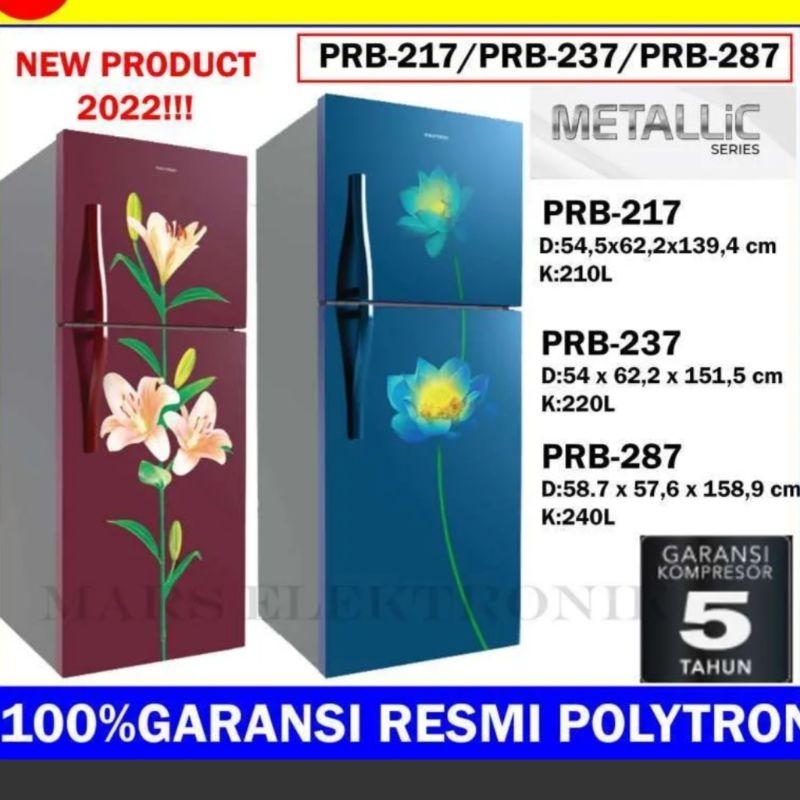Jual Kulkas Polytron 210 liter PRB 217/9 PRM 21 (CRX, DRX, DMY) 2 pintu ...